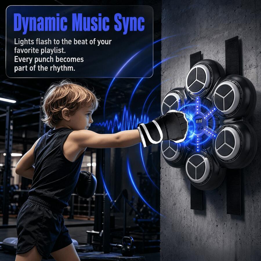 New 2026 Kids Smart Music Boxing Machine With Boxing Gloves | Adjustable Wall-Mounted Boxing Training Machine For Children 3-8+ Years Old, With LED Electronic Screen, Boys Sports Toy Home Indoor Fitness Equipment Game | Ideal Christmas Birthday Gift