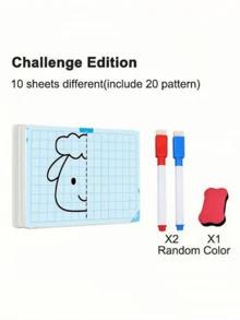 10pcs Reusable Cartoon Grid Symmetrical Drawing Cards, Pen Control Art Training Set, Portable Educational Activity Supplies - Multicolor - View 9