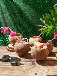 Set Gelas Tempurung Kelapa yang Dipoles, Cocok untuk Pesta Bertema Hawaii - Gelas Tempurung Kelapa yang Dapat Digunakan Kembali, Cocok untuk Makanan Penutup dan Es Krim, Sempurna untuk Dekorasi Pernikahan, Pesta Wisuda, dan Pesta Kolam Renang Musim Panas - Beraneka warna - View 7