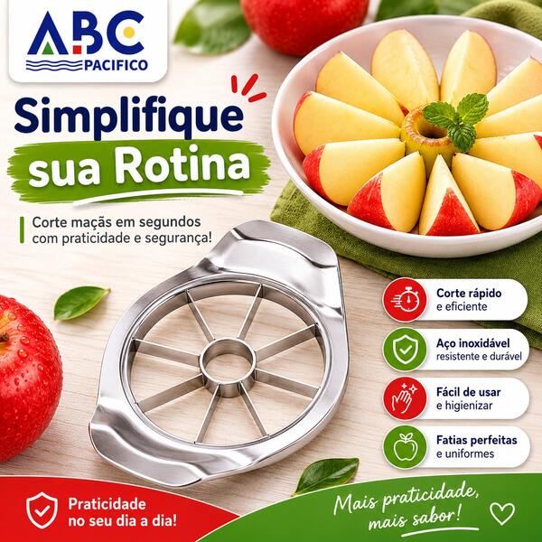 Fatiador de Maçã 8 Fatias ABC PACÍFICO | Descaroçador Resistente para Cozinha