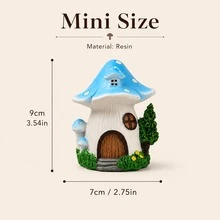 1個/2個/4個 藍色/粉色/紅色蘑菇樹脂花園小屋手工裝飾品，花園裝飾或居家桌面裝飾 - 彩色 - 查看 3