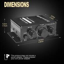 AK-170 New Mini 12V Car Power Amplifier, Universal For Motorcycle, Car, Computer, MP3, Desktop, Home And Vehicle Speakers - Black - View 10