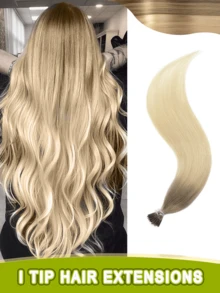 1B Natural Hair Straight Pre-Bonded Real Hair Cold Fusion Seamless Invisible Salon Quality Voluminous Women's Hair Extensions Wedding Holiday Party Gift - Multicolor - View 98