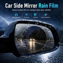 2pcs Multi-Size Car Rearview Mirror/Side Window Rainproof Film, High-Definition Transparent Water-Repellent Protective Film, Anti-Fog Waterproof Auxiliary Vision Sticker, Suitable For Most Car Rearview Mirrors/Windows For Rainy Day Driving - A - View 9