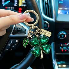 EBUDAE 1pc Lucky Clover Keychain, Shiny Faux Crystal Four-Leaf Clover Key Ring With GOOD LUCK Pendant, Suitable For Bags And Car Decoration, Perfect Gift For Women - Multicolor - View 13