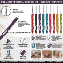 Complete Crochet Kit For Beginners And Crafters, Adult Travel Set With Knitting Needles And Yarn, All-In-One Crochet Kit Including Exquisite Women's Handbag, 31-Piece Full Crochet Set, 10 Bundles Of Yarn, Crochet Supplies And Full Range Of Crochet Accessories, Suitable For All Users - C-Multicolor Set - View 10