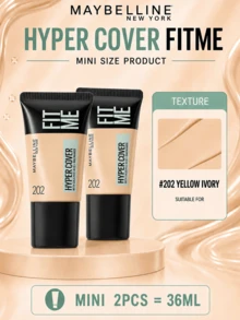 Maybelline Custom Foundation Flawless Versión 202, Muestra 18ml*2 piezas, Textura Ligera y Adherente, Alta Cobertura, Larga Duración, Resistente a la Opacidad - Base de maquillaje personalizada Flawless Foundation 202 de 18 ml - Ver 5