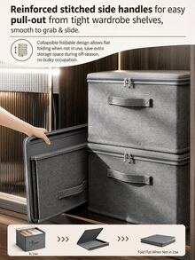 1 Pack Extra Large Collapsible Storage Box – Reinforced Handles, Full Zipper, Upgraded Lock – Cationic Fabric + Waterproof + PP Board – Bedding & Toy Container For Bedroom Living Room – Modern Solid Rectangle - Multicolor - View 11