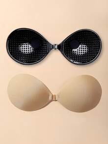 2/1 Pair Adhesive Bra, Reusable, Great Push-Up Effect, Invisible Backless Design, Suitable For All Seasons - Multicolor - View 5