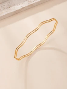 1/6/12pcs Gold Stainless Steel Bangle Set, Stackable, Suitable For Women's Evening And Daily Wear, Perfect Gift For Mom And Friends - Gold - View 3
