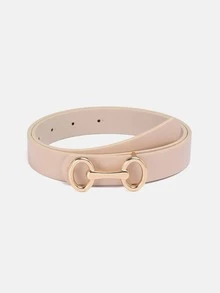 1pc Solid Color Casual PU (Polyurethane) Women's Belt Suitable For Daily Use Double D-Buckle For Dresses And Suit Pants - A - View 13