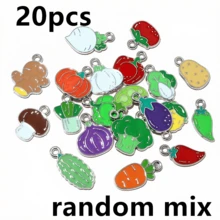 20 piezas de dijes de esmalte con forma de verduras, colgantes de chile, tomate, patata, maíz, zanahoria, dijes de comida, accesorios y hallazgos para hacer joyas DIY - verdura - Ver 20