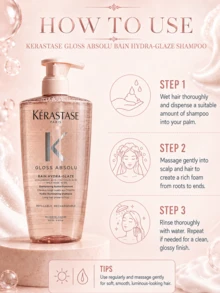 Kérastase GLOSS ABSOLU BAIN HYDRA GLAZE 洗髮精 500ml/16.91 Fl Oz -溫和保濕修護，100小時柔軟亮澤觸感，先進雙重鎖水技術，165%內層補水，161%外層光澤增強，添加玻尿酸與野玫瑰精油，改善乾燥毛躁髮質，柑橘花香調，適合長髮毛躁乾髮 - 卡詩釉光玫瑰洗髮精 - 查看 11