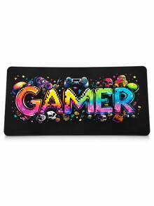 Tấm lót chuột chơi game cỡ XXXL cực lớn, siêu mịn, phủ kín toàn bộ bàn làm việc, có thể giặt, chống thấm nước, chống trượt, kích thước 39,37"X19,69", đế cao su chống trượt, bề mặt vải, nền đen, họa tiết GAMER nhiều màu sắc, tấm lót bàn phím lớn bảo vệ bàn làm việc máy tính văn phòng, tương thích với chuột có dây và không dây, sử dụng cho văn phòng, nhà và chơi game, quà tặng, quà tặng Ngày của Mẹ, quà tặng ngày lễ - Xem 6