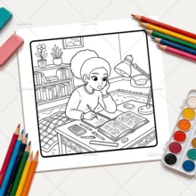 Buku Mewarnai Dewasa & Anak-Anak "Life Cozy Relaxing", Desain Minimalis Besar untuk Membantu Anda Bersantai, Termasuk Pola dan Mandala yang Lucu dan Nyaman (Berani & Mudah Diwarnai), Hadiah Hari Ibu, Perlengkapan Kembali ke Sekolah - Kehidupan sehari-hari seorang gadis kulit hitam - View 9