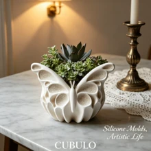 Cubulo 3D鏤空翅膀蝴蝶矽膠模具，可重複使用樹脂鑄造模具，適用於DIY香氛蠟燭、多肉植物盆栽、筆筒、環氧樹脂與石膏黏土手工藝，居家美學裝飾禮品，1件裝 - 模具 - 查看 6