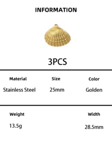 3PCS/5PCS Stainless Steel Seashell Charm Pendants, Gold Silver Shell Beads For Beach Jewelry Making - Shell - View 10