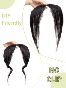 Curtain Bangs Invisi-Light Human Hair Face-Framing Lace Side Bangs Natural Straight Hair Fringe No Clip-In Hair Extensions Forehead Coverage Brown/Blonde Suitable For Daily Wear, Party Quick Hairstyle Change Seamless Breathable - Multicolor - View 8