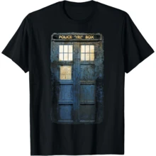 Cosplay Tardis Distressed Time-Traveller Sci-Fan T-Shirt - 黑色 - 查看 1