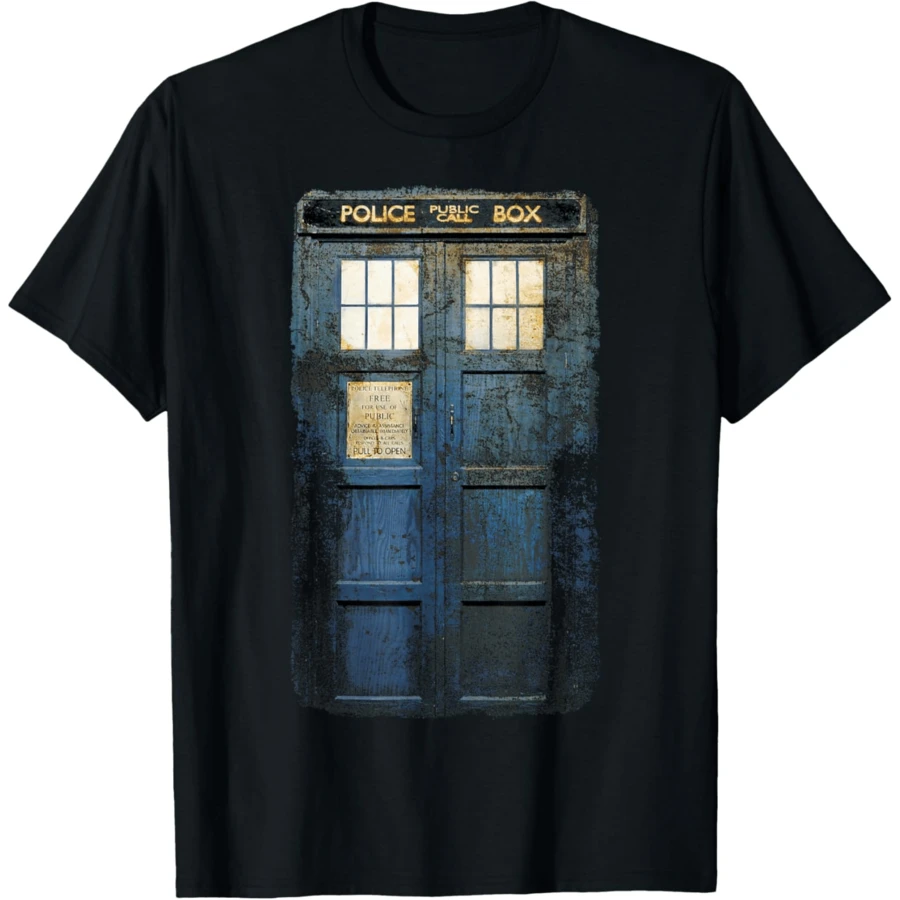 Cosplay Tardis Distressed Time-Traveller Sci-Fan T-Shirt - 黑色 - 查看 1