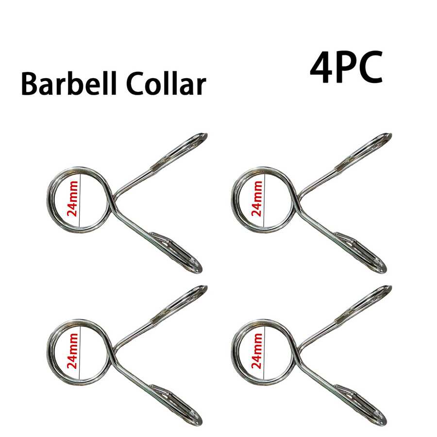 4 piezas Clips de fijación para discos de pesas con resorte de torsión, diámetro interno de 24 mm, adecuados para mancuernas de 25 mm de grosor, resorte de presión con 2 bucles, accesorios de fitness electrochapados - Retenedor de discos para barra de 24 mm - Ver 1