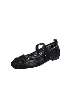Women's Square Toe Fashion Polka Dot Pumps, Round Dot Style, Suitable For Spring/Autumn Outdoor Wear - Black - View 9