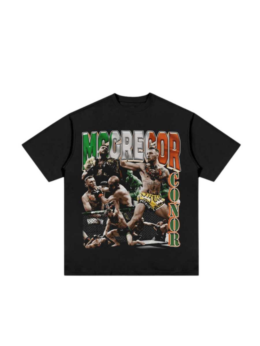 Camiseta de hombre con un llamativo diseño de Mcgregor, hecha de, perfecta para salidas informales, que exhibe un estilo audaz y elegante. - Negro - Ver 1