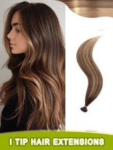 1B Natural Hair Straight Pre-Bonded Real Hair Cold Fusion Seamless Invisible Salon Quality Voluminous Women's Hair Extensions Wedding Holiday Party Gift - Multicolor - View 43