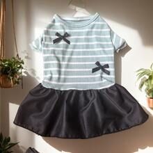 Vestido de perro a rayas, ligero y transpirable, ropa casual para perros pequeños, primavera/verano - verde menta - Ver 6