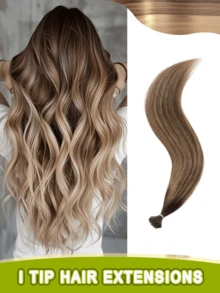 1B Natural Hair Straight Pre-Bonded Real Hair Cold Fusion Seamless Invisible Salon Quality Voluminous Women's Hair Extensions Wedding Holiday Party Gift - Multicolor - View 93