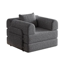 [Patented Design] 2-In-1 Chenille Sofa Bed With Storage Compartment In Armrest, Three Metal Frames And Multiple Configuration Options. - 灰色 - 查看 1