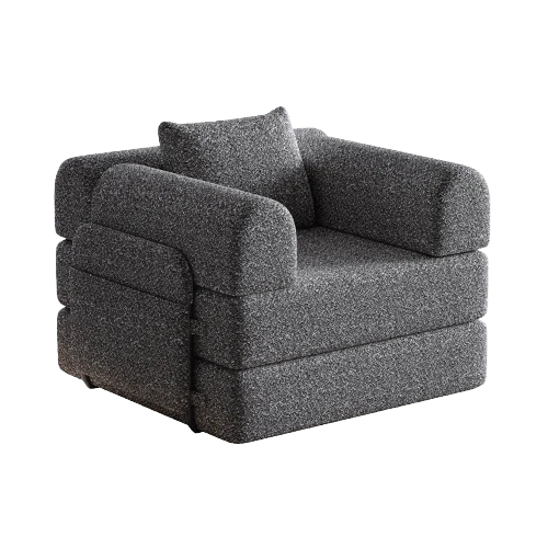 [Patented Design] 2-In-1 Chenille Sofa Bed With Storage Compartment In Armrest, Three Metal Frames And Multiple Configuration Options. - 灰色 - 查看 1