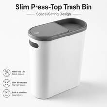 1pc Large Capacity Bathroom Trash Can - Creative Gap Design, Push-Type Lid, Simple Wastebasket, Bathroom Organization Home Essential - Multicolor - View 2