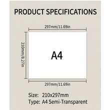 100 Sheets/A4 Translucent Tracing Paper - For Handmade Crafts, Photocopying, Calligraphy, Painting, Writing - White - View 2