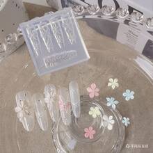 3D花卉美甲雕刻模具 | 透明矽膠五瓣浮雕模具 | 山茶花百合花卉美甲印花工具 - 無色 - 查看 10