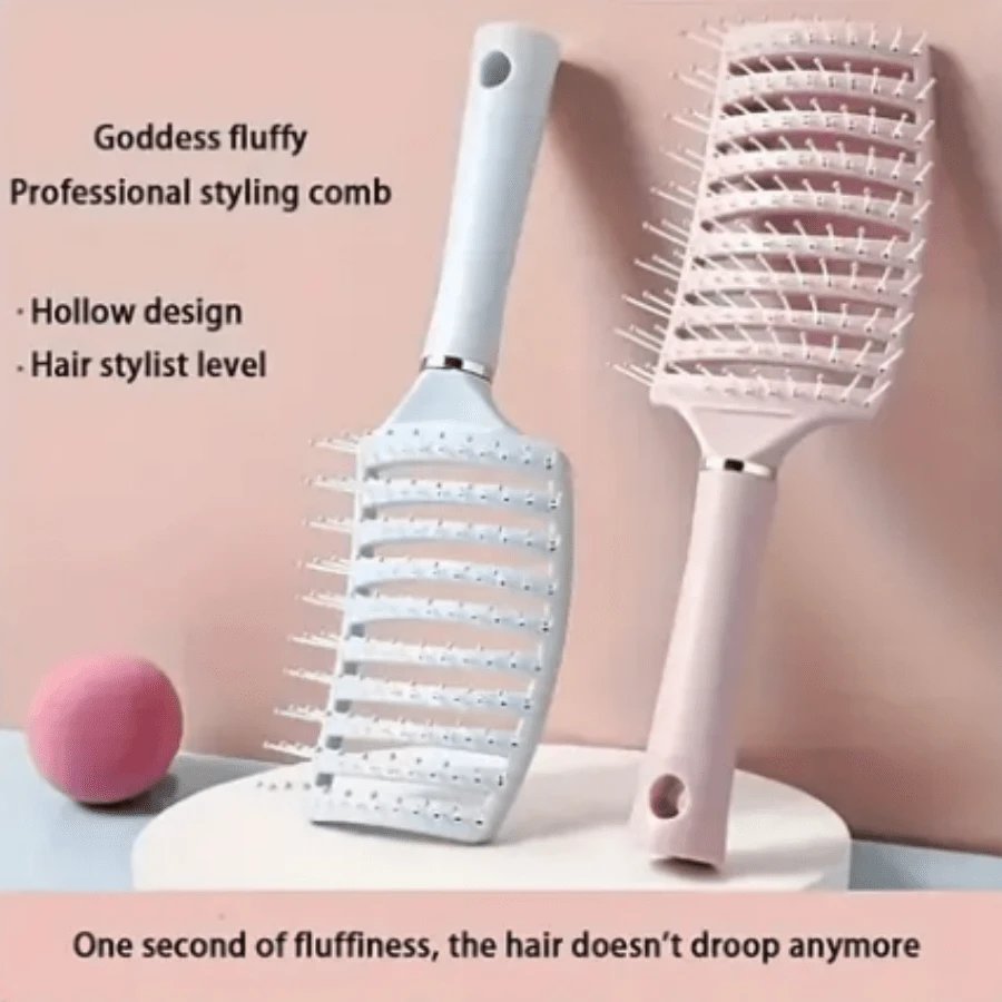 Fluffy Styling Pig Bone Design Curved High-Top Comb, Fine Tooth Design Massages Scalp, Home Self-Styling, Convenient Hair Care Massage Comb - A - View 1