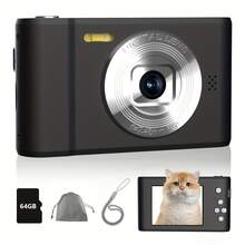 FUNNY PANDA Pink Digital Camera, 44MP 1080P Vlogging Camera With 16X Zoom, 2.2 Inch Screen, Self Timer, Webcam Mode, Plug And Play, 64GB Card Included, Ultra Lightweight Compact Retro Design - View 11