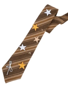 Star Pattern Necktie, Solid Color Bow Tie Accessory - Coffee Brown - View 4