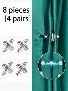 4pcs Simple Round Magnetic Curtain Clips, Blackout Curtain Hooks, Detachable Curtain Decorative Clips, Fabric Fasteners - Multicolor - View 18