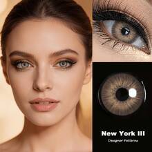 Leermoo One Pair New York III Brown Colored Contact Lenses – Yearly Use For Daily Beauty & Parties | 14.2mm / 8.6mm | Small Pupil Hole | Silicone Hydrogel | Perfect For Dark Brown Eyes | Unisex | 2026 Color | Great Gift For Her - New York III Brown - View 2
