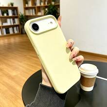 1件裝奢華糖果色液態矽膠 AI 按鈕手機殼，相容 iPhone 17 Air 16 15 14 13 12 11 Pro Max Plus | 超薄防震保護 | 手機 - 黃色 - 查看 8