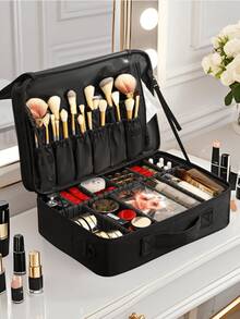 Large Capacity Professional Makeup Case, Can Be Hung On Luggage, Multifunctional Shoulder And Backpack Makeup Artist Cosmetic Storage Box, Beauty And Nail Storage Box - Black - View 2