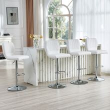 360° Swivel Bar Stool, Height Adjustable From 62 To 83 Cm, With Backrest And Footrest, Ergonomic, In White Imitation Leather, Supporting Up To 136 Kg, Finish. - Silver - View 8