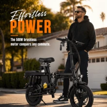 Dult Electric Bicycle, 500W Motor, 36V 15Ah Battery, 14-Inch Thick Tires, Top Speed Of 28 Miles Per Hour, Range Of 28 Miles, All-Terrain Electric Bicycle. - 加 - 查看 5