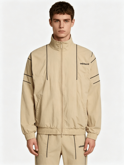  Áo khoác dài tay dáng rộng thoải mái, thể thao, thường ngày, cổ ve áo, có khóa kéo dành cho nam của adidas Originals.