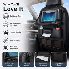 Car Seat Back Storage Organizer Leather Rear Seat Storage Box Table Style Car Seat Back Hanging Bag Anti-Kick Mat - Multicolor - View 4