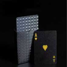 1 Set de Cartas de Juego Impermeables con Lámina de Oro 24K - Cartas de Juego Impermeables Negras & Doradas - Set de Cartas de Juego de Plástico con Acabado de Lámina - Perfecto para Espectáculos de Magia, Juegos de Azar y Coleccionistas Regalo del Día de San Valentín/Regalo de Año Nuevo, Halloween, Juegos de Cartas de Fiesta - Multicolor - Ver 11