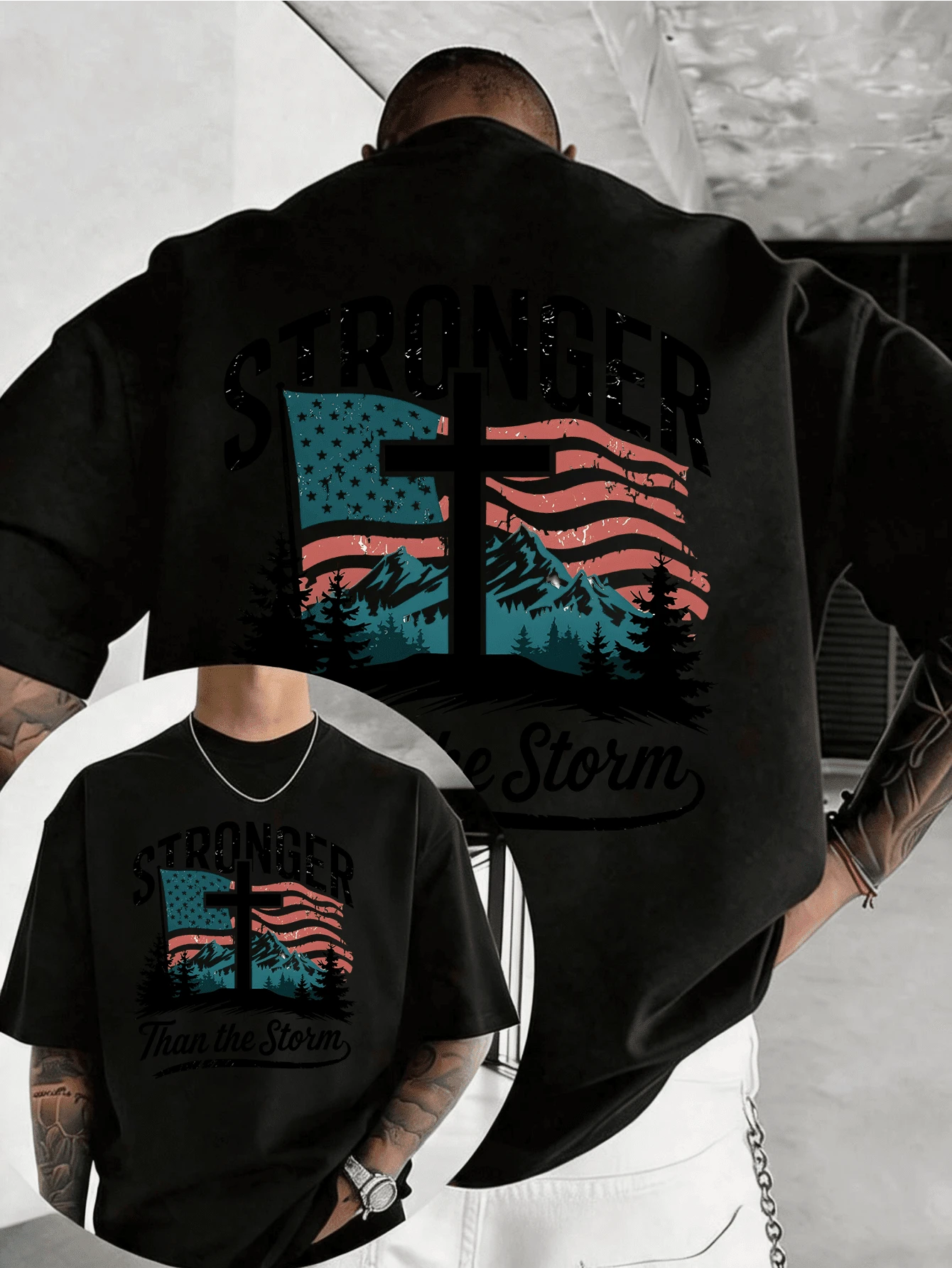 Men T-Shirts - 黑色 - 查看 1