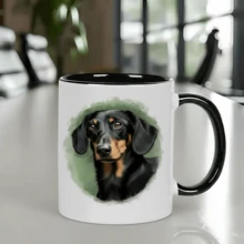 Esta taza presenta un adorable y realista diseño de perro salchicha  está hecha de cerámica sencilla y elegante  y cuenta con un diseño original  lo que la convierte en una opción ideal para regalos de cumpleaños y para disfrutar del café. - Negro - Ver 1