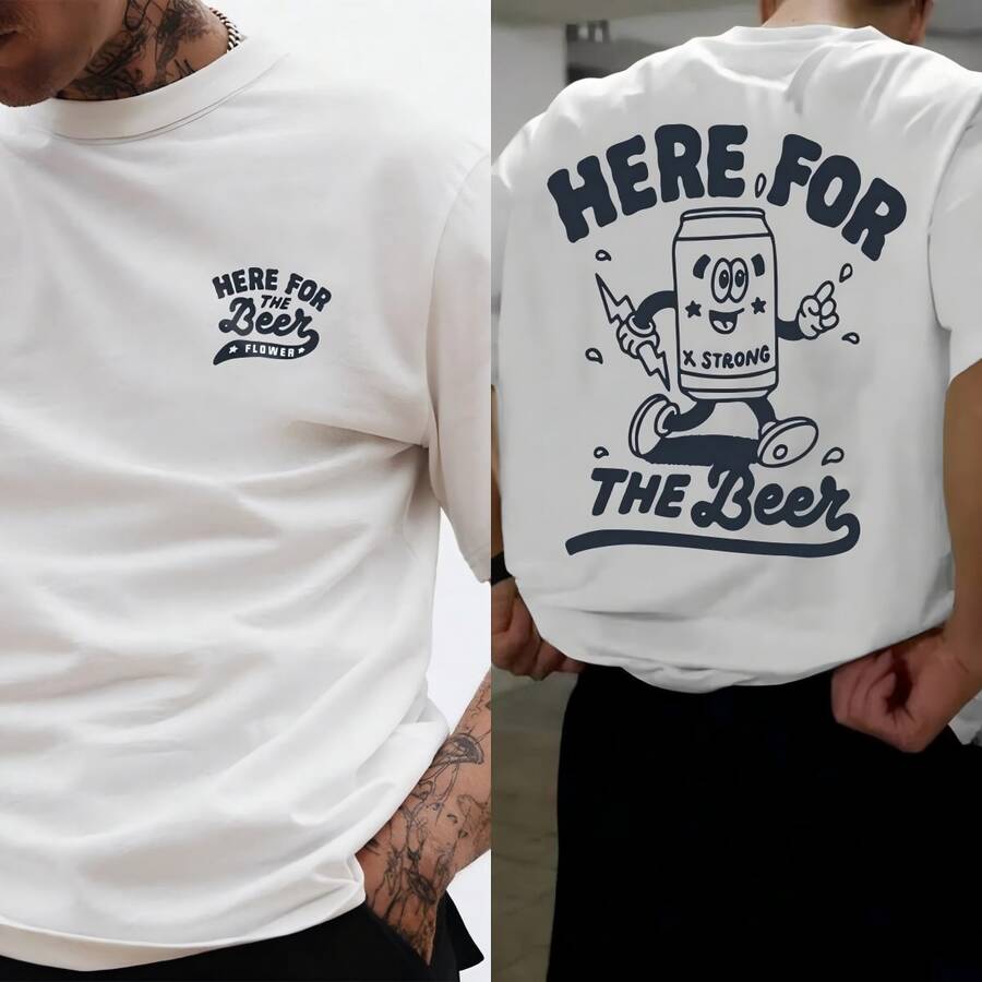 Camiseta de manga corta para hombre a la moda| Diseño Gráfico| Esencial para el verano| Transpirable y cómodo, resalta tu personalidad - Blanco - Ver 1